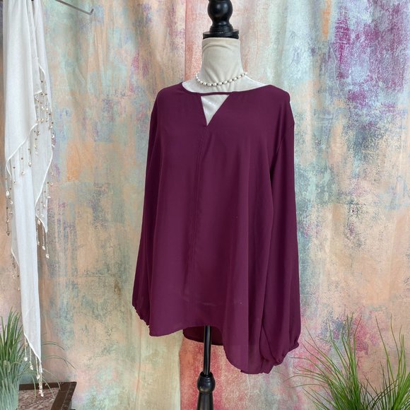 📌 Terra & Sky Soft flowing long Sleeves Blouse with Keyhole - Picture 2 of 13